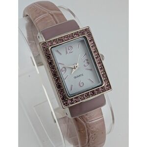 Avon Watch Women 20mm Case Purple Crystals‎ Purple Bangle Band- New Battery
